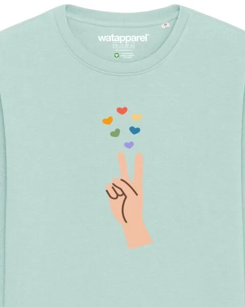 watapparel watapparel Sweatshirt Unisex Spread love, Caribbean blue, – Produktbild 3 von 3