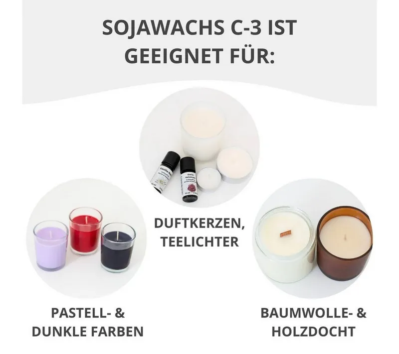 DistrEbution Bastelnaturmaterial Sojawachs Kerzenwachs, 1-20kg Pastillen, Natürliche Behälterkerzen, C-3 für Teelichter und Duftkerzen – Produktbild 4 von 4