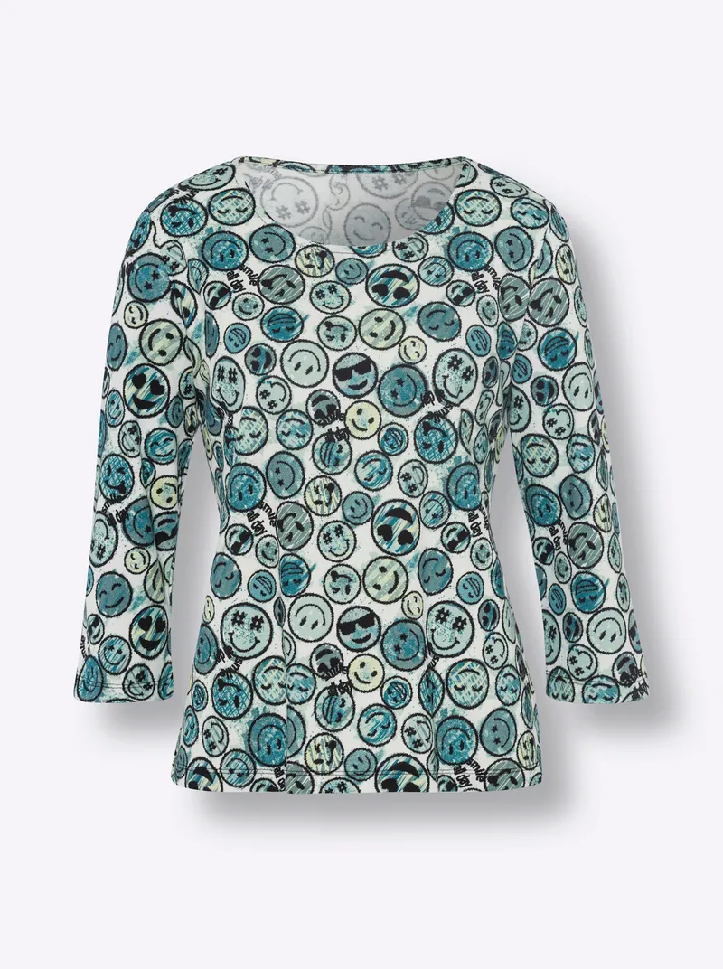 heine Rundhalsshirt jade-kalkmint-bedruckt, Jade-kalkmint-bedruckt, – Produktbild 2 von 2