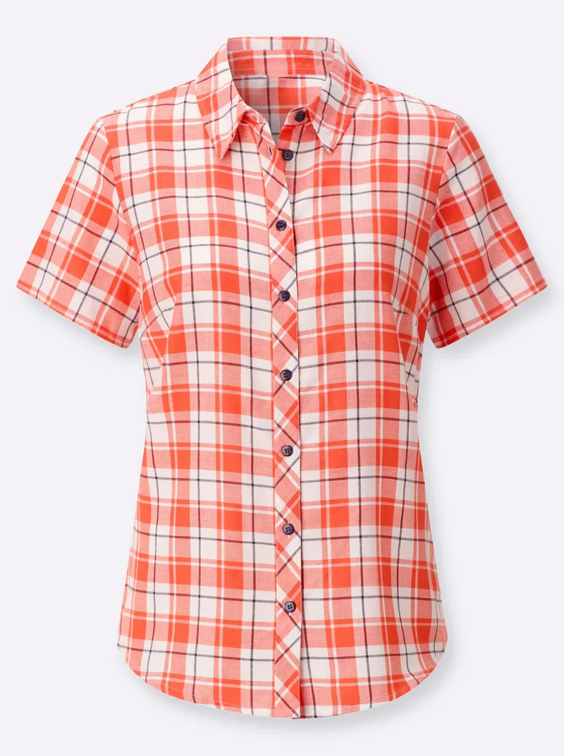 Witt Karobluse grapefruit-ecru-kariert, Grapefruit-ecru-kariert, – Produktbild 1 von 2