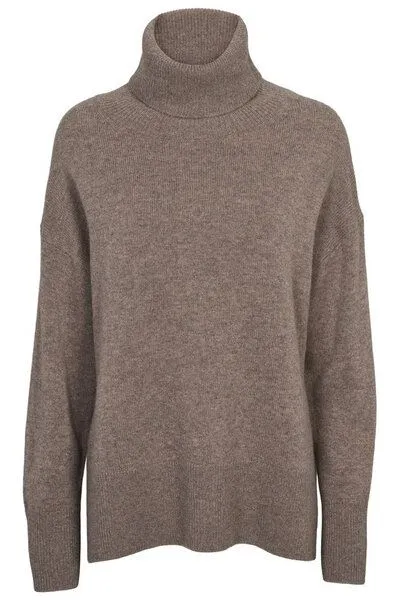 Basic Apparel Basic Apparel Strickpullover LIZ mit Rollkragen aus Bio-Merinowolle, Braun-portabella, – Produktbild 1 von 4