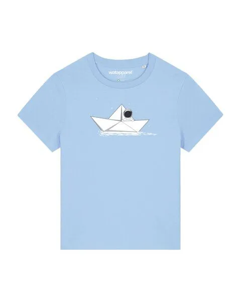 watapparel watapparel T-Shirt Frauen Astronaut in paper boat, Blue soul, – Produktbild 1 von 3