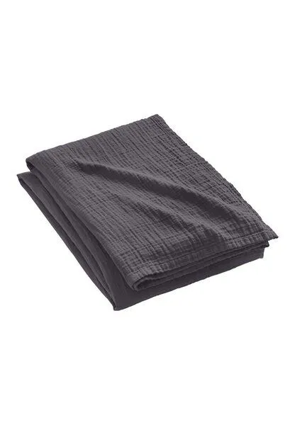 hessnatur hessnatur Musselin-Decke aus reiner Baumwolle, Anthrazit, – Produktbild 5 von 6