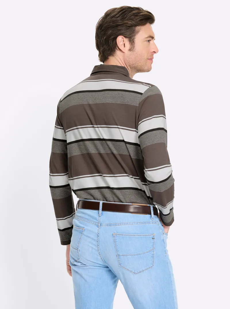 marco donati Langarmshirt dunkeltaupe-gestreift, Dunkeltaupe-gestreift, – Produktbild 2 von 2