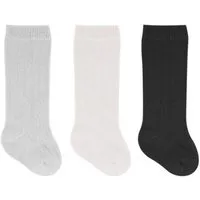 bistyle bistyle Baby-Socken Knielange Babysocken, 3er Pack ,zertifiziert, hoher Baumwollanteil, Grau ecru schwarz, – Produktbild 1 von 1