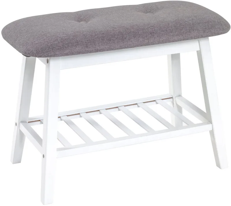 HAKU Schuhbank Flurbank, Garderobenbank, Sitzbank, rechteckig - aus Textil Grau - B/T/H 60/30/44 cm, Grau, – Produktbild 4 von 8