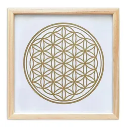 Veskor Cassiopeia Veskor Cassiopeia Gerahmt | BLUME DES LEBENS I Heilige Geometrie Linoldruck | 20 × 20 cm in 22 × 22 cm Rahmen | Gold auf Weiß – Produktbild 1 von 1