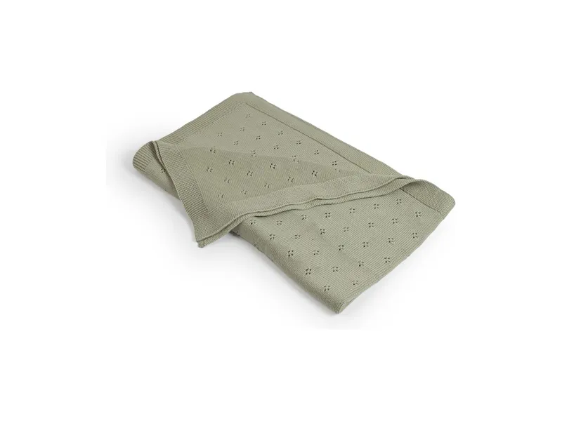 HANS NATUR HANS NATUR Babydecke Lochmuster Blume, 80x100 cm, Grün, – Produktbild 1 von 2