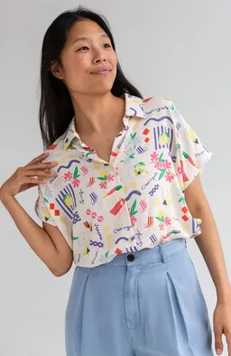 TWOTHIRDS TWOTHIRDS Damen vegan Bluse Hurissalo Chiringuito Druck – Produktbild 1 von 1