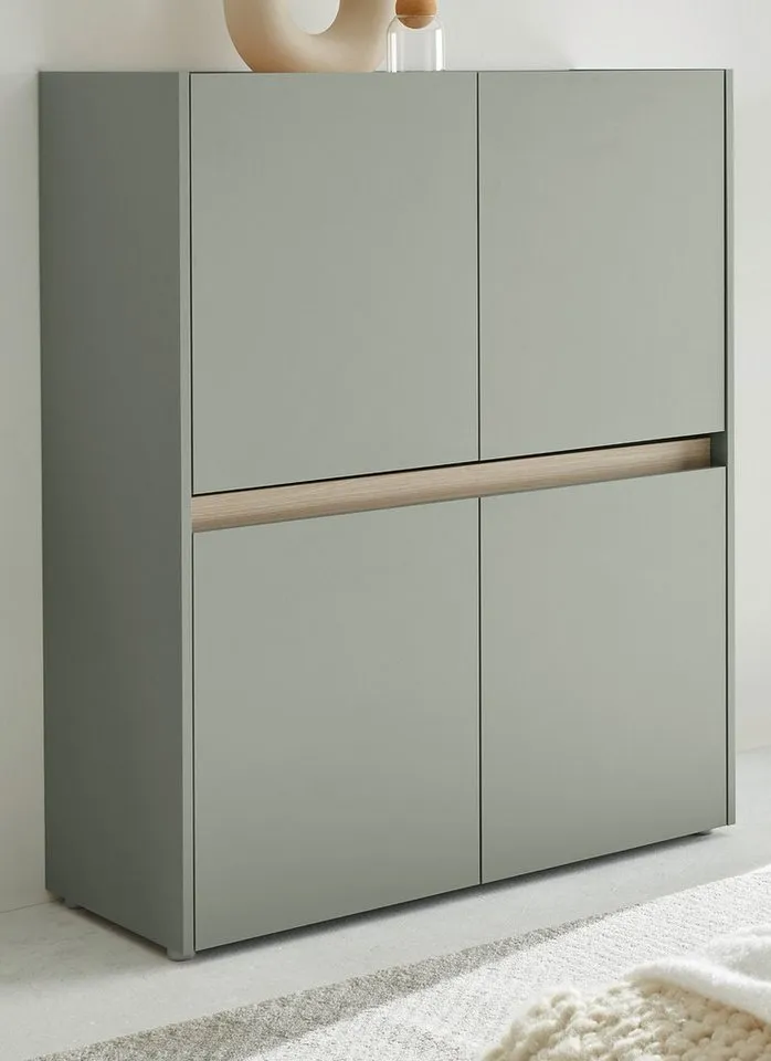 Furn.Design Highboard Center (Schrank in Salbei Grün mit Eiche, 100 x 120 cm), 4-türig mit 8 Fächern, Grün, – Produktbild 5 von 5