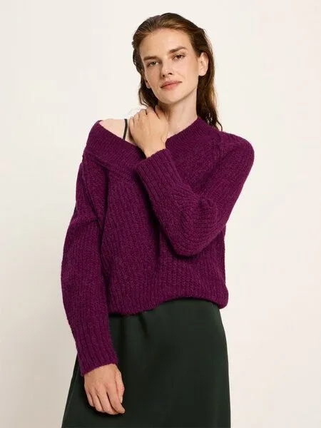 LANIUS LANIUS Pullover mit V-Ausschnitt, Bordeaux, – Produktbild 1 von 4