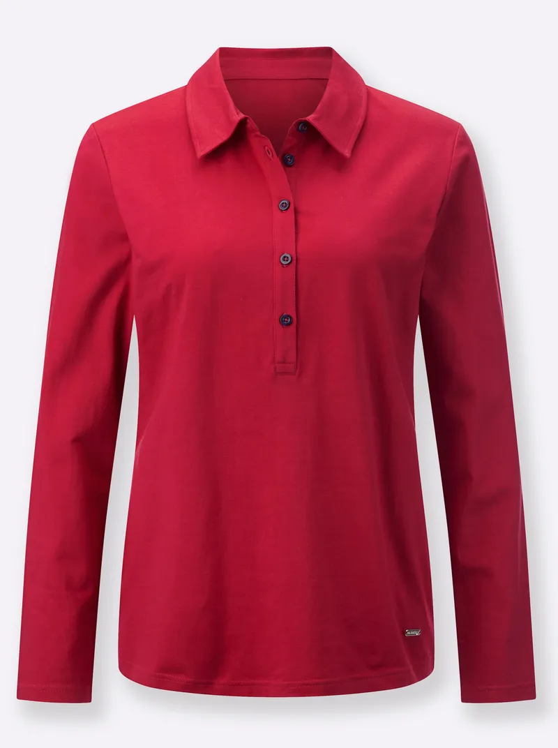 Witt Langarm-Poloshirt, Rot, – Produktbild 2 von 2