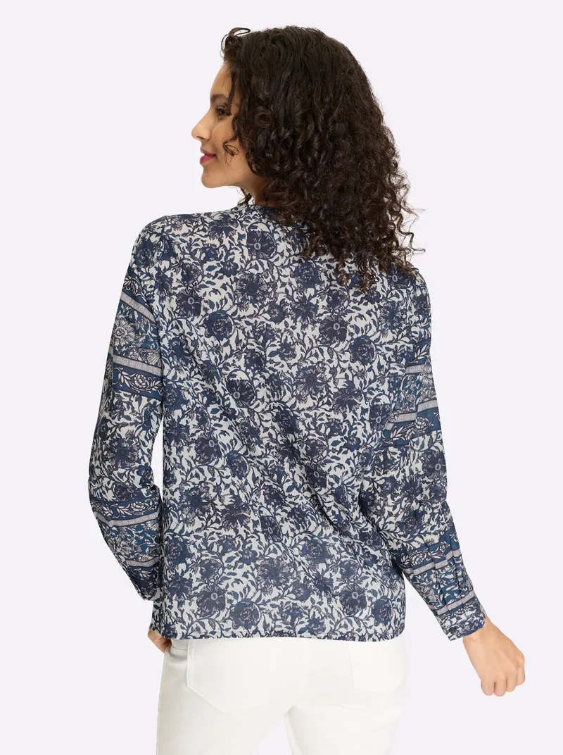 heine Druckbluse, Champagner-dunkelblau-bedruckt, – Produktbild 2 von 2