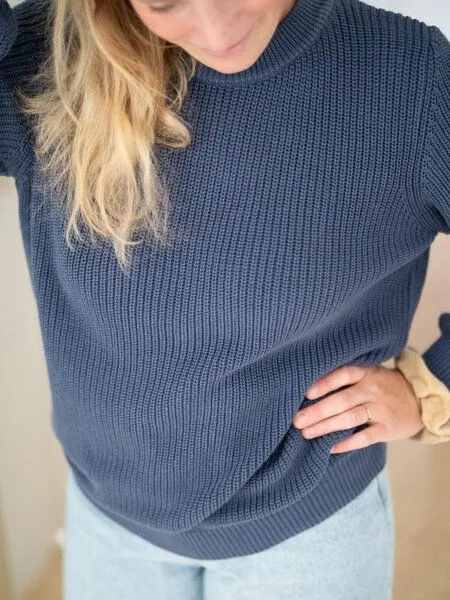 FUXBAU FUXBAU 4Seasons Frauen Strickpullover, Blaugrau, – Produktbild 4 von 4