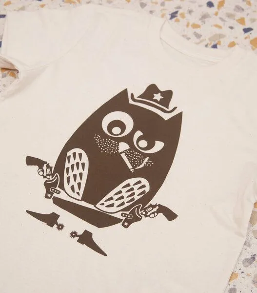 päfjes päfjes Harry der Eulen Cowboy - Kinder Shirt - fair gehandelt - Bio - Natur/Braun, Natur, – Produktbild 2 von 3