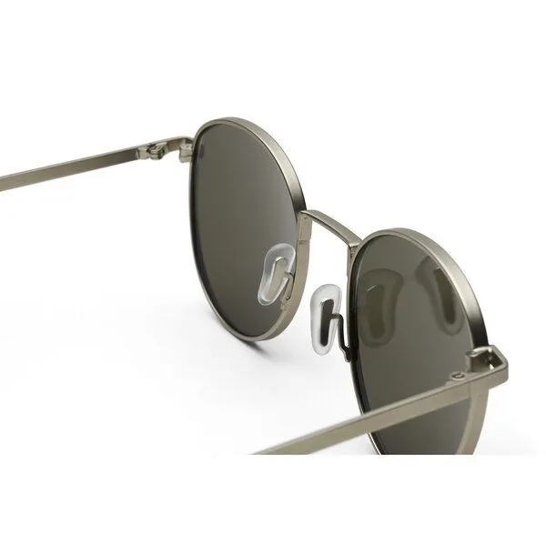 TAKE A SHOT TAKE A SHOT Runde Schmale Edelstahl Sonnenbrille für Damen und Herren - ARIN Kollektion, Silber (silber / grün), – Produktbild 3 von 4