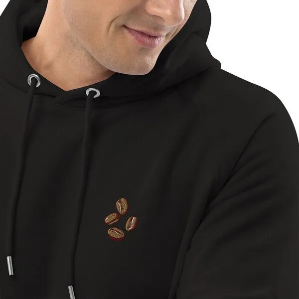 Coffee Fashion Coffee Fashion Coffee Beans Bestickter Bio Baumwoll Hoodie, Schwarz, – Produktbild 2 von 2