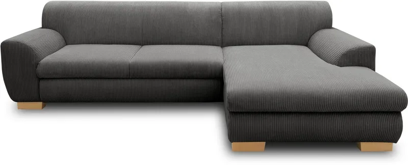 Home affaire Ecksofa Nika zeitlos und elegant, L-Form, wahlweise mit Bettfunktion, auch in Cord, Grau, – Produktbild 3 von 5
