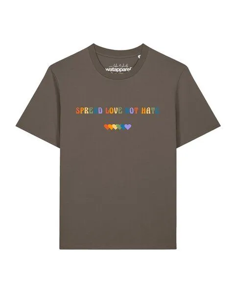 watapparel watapparel T-Shirt Unisex Spread Love not Hate, Mocha, – Produktbild 1 von 2