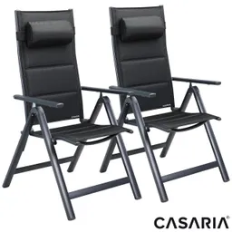 Casaria® Casaria Casaria Gartenstuhl Bern Premium 2er-Set Anthrazit gepolstert – Produktbild 1 von 1