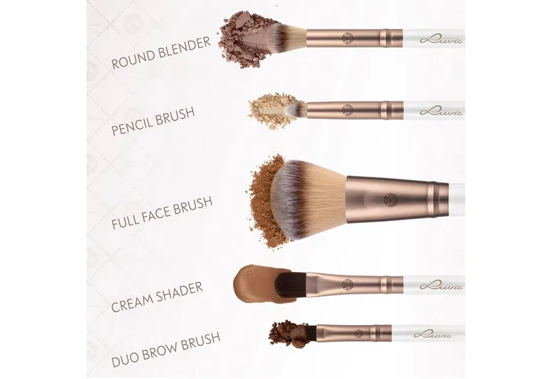 Luvia Cosmetics Kosmetikpinsel-Set DAILY SELECTION, 5 tlg., Nurai-Pinselhaar, vegan und hautfreundlich, verliert keine Haare., Weiß, – Produktbild 4 von 4