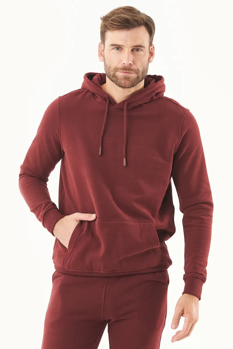 ORGANICATION ORGANICATION Herren vegan Kapuzenpullover Soft Touch Bordeaux, Dunkelrot, – Produktbild 2 von 2