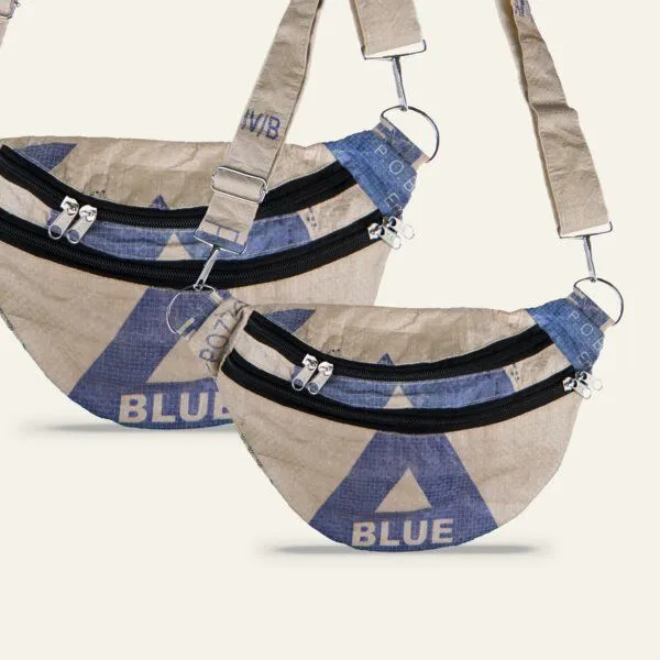 Nyuzi Blackwhite Nyuzi Blackwhite Upcycling Crossbodytasche aus alten zementsäcken, Blau, – Produktbild 1 von 4