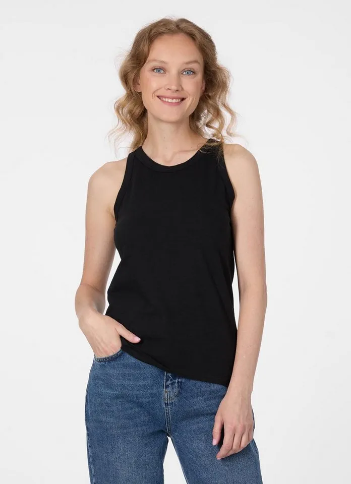 ragwear ragwear Tanktop JULYANA SLUB Baumwolle in wolkiger Optik mit Logodetail hinten, Schwarz, – Produktbild 1 von 2
