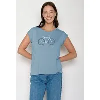 GreenBomb GREENBOMB Bike Handdrawn Timid - Lässiges Shirt aus LENZING TENCEL Mix / hochwertiger Print / Fair & Vegan – Produktbild 1 von 1