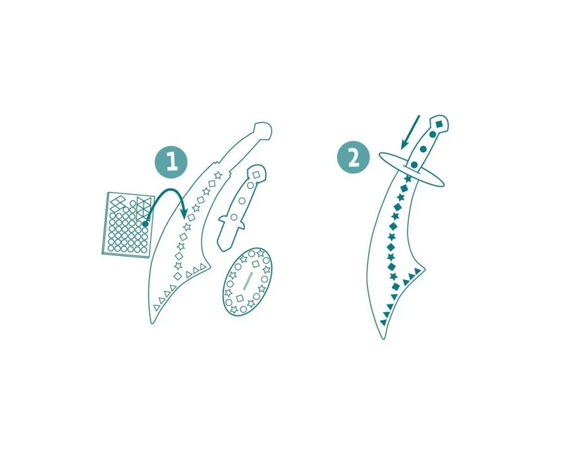 DJECO Kreativset DIY Mosaik- Piratenschwerter mit selbstklebende Mosaiksteine – Produktbild 4 von 5