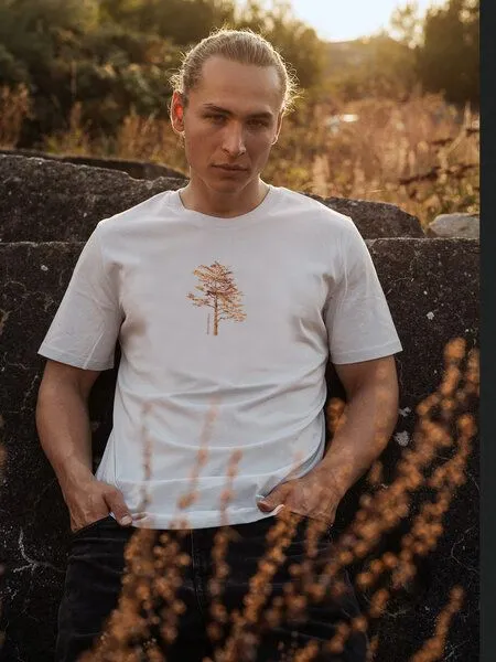 Kultgut Kultgut Echte Holzoptik- Weiches Shirt - 100% Biobaumwolle / Wertschätzung Tree, Natur, – Produktbild 2 von 3