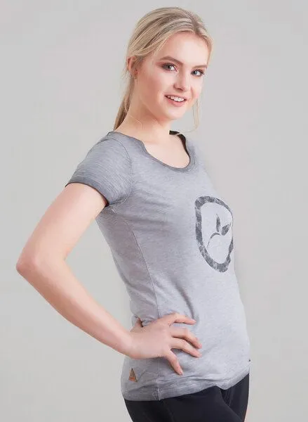 ORGANICATION ORGANICATION Damen Garment Dyed T-Shirt vorne mit Logo-Druck, Grey, – Produktbild 2 von 4