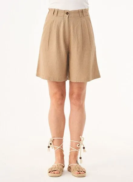 ORGANICATION ORGANICATION Shorts aus LENZING ECOVERO und Leinen, Natur(beige), – Produktbild 1 von 4