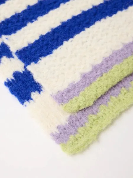 LANIUS LANIUS Streifenschal aus Alpakawolle, Electric blue/off white, – Produktbild 4 von 4