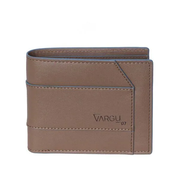 Vargu Vargu Echtleder Geldbörse KON 1-L, Taupe - sky blue, – Produktbild 1 von 4