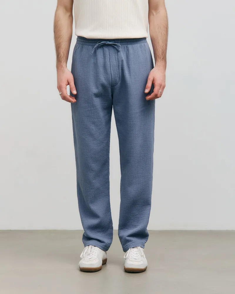 Rotholz Rotholz Herren vegan Hose Nadelstreifen Steinblau, Hellblau, – Produktbild 1 von 2
