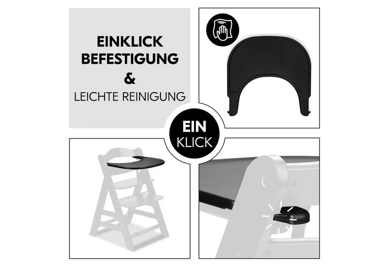 Hauck Hauck Hochstuhltablett Alpha Click Tray, Black, Kunststoff, aus recyceltem Material, Schwarz, – Produktbild 4 von 5