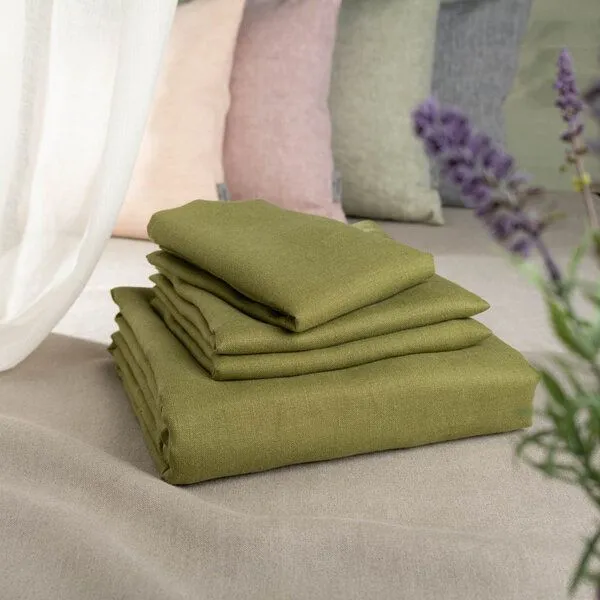 nahtur-design nahtur-design Leinenbettwäsche | 100% Leinen | kräftige Farben, Grün, – Produktbild 3 von 4