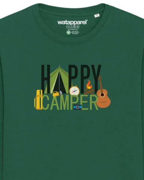 watapparel watapparel Sweatshirt Unisex Happy Camper, Bottle green, – Produktbild 3 von 3