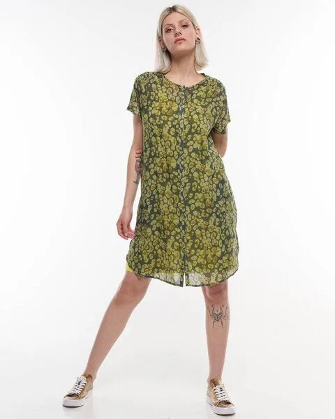 Alma & Lovis Alma & Lovis Print-Blusenkleid aus Bio-Baumwoll-Batist | Batist Gep Tunika, Mineral green (grün), – Produktbild 2 von 4