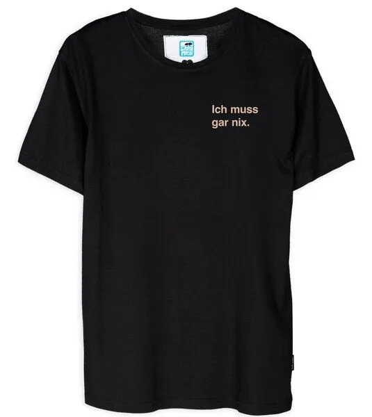 Gary Mash GARY MASH Shirt Ich muss gar nix. aus Biobaumwolle, Schwarz, – Produktbild 1 von 4