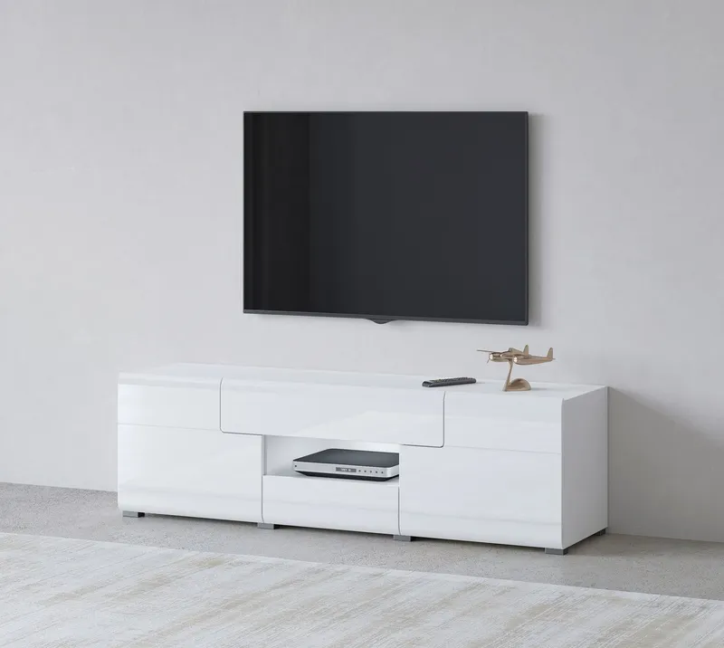OTTO home Lowboard Toledo,Breite 159cm, trendige TV-Schrank mit dekorative Fräsungen, TV-Board ohne Beleuchtung, TV-Kommode mit viel Stauraum, Weiß, – Produktbild 6 von 8