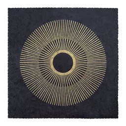 Veskor Cassiopeia Veskor Cassiopeia CENTRAL SUN INVERTED Sonnen Linoldruck | 22 × 22 cm | Gold auf Schwarz – Produktbild 1 von 1