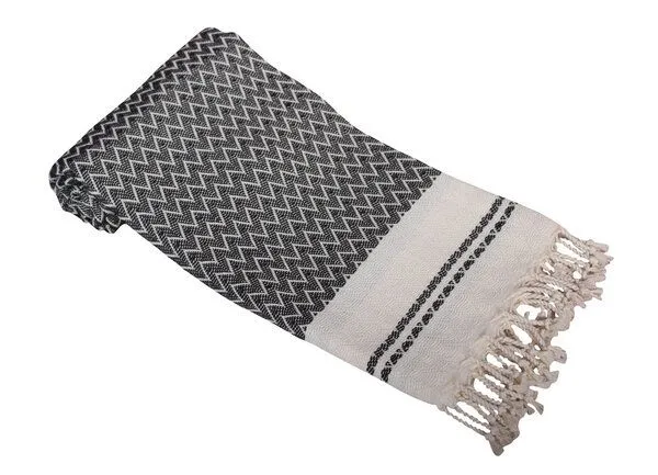 A&R Textile A&R Textile Hamamtuch Saunatuch Badetuch Strandtuch "Alanya" Handtuch 100 x 180 cm, Schwarz/creme, – Produktbild 1 von 1
