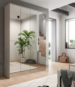 Inn.Furn Garderobenschrank Line-Up (Schuhschrank in Kaschmir / Sand, 8 Spiegeltüren, 122 x 193 cm) variable Inneneinteilung, 2 Kleiderstangen und 14 Einlegeböden – Produktbild 1 von 1