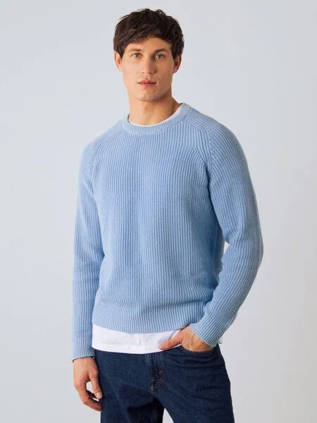 Honest Basics Honest Basics Herren Strickpullover aus 100% Bio-Baumwolle, Eisblau, – Produktbild 1 von 4