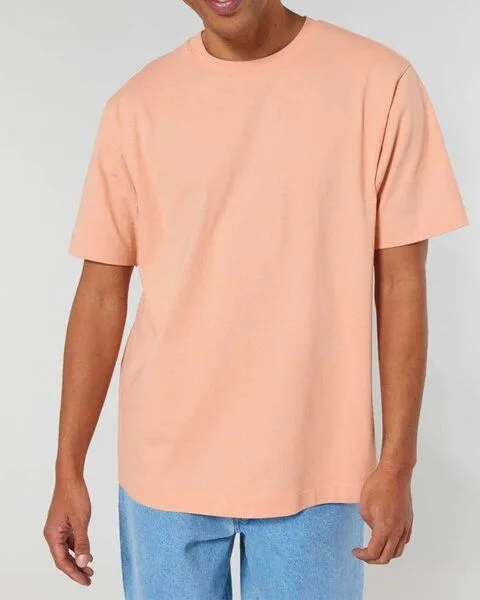 YTWOO YTWOO Sehr dickes Unisex T-Shirt | 240 g/qm | Top Premium Bio-Baumwolle, Apricot, – Produktbild 2 von 4