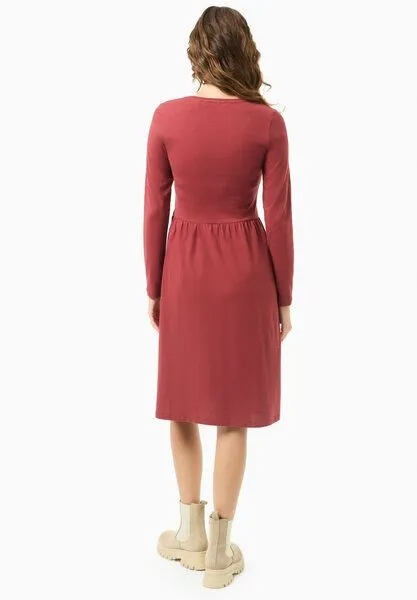 ORGANICATION ORGANICATION Langarm-Jerseykleid aus Bio-Baumwolle, Merlot, – Produktbild 3 von 4