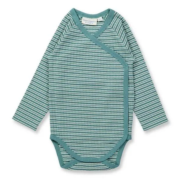 Sense Organics sense-organics Langarm Wickelbody YGON von Sense Organics, Sea green stripes, – Produktbild 1 von 2