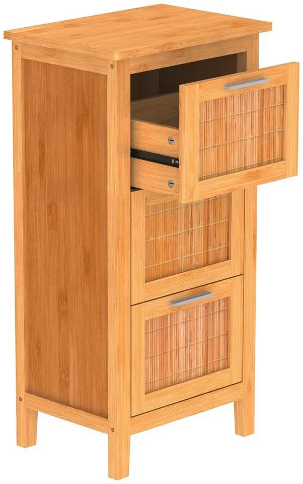 Eisl Eisl Unterschrank Bambus Badschrank schmal mit 3 Schubladen, Braun, – Produktbild 4 von 5